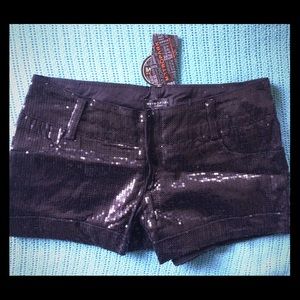 Black Sequin Dress Shorts